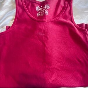 No Boundaries Girls' Hot Pink Ribbed Tank Top